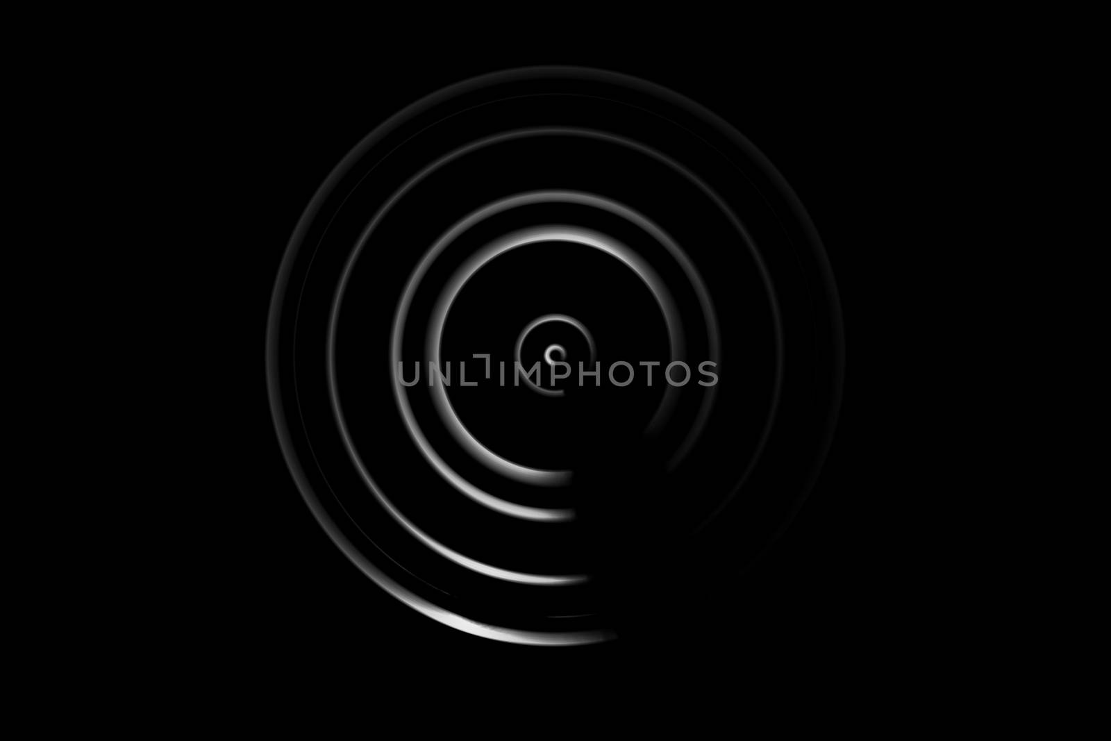 Abstract white circle with ring light on black background