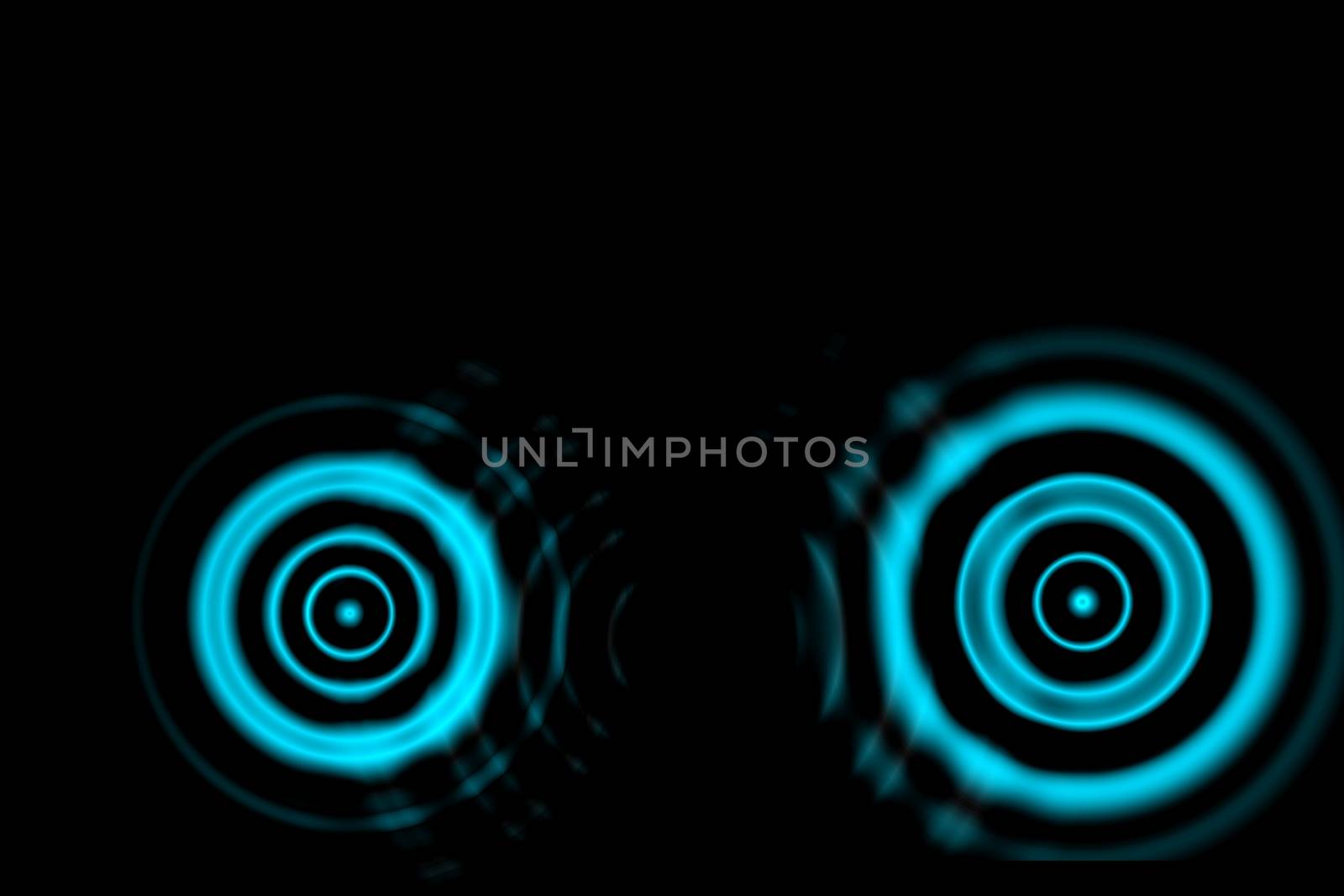 Light blue sound waves oscillating with circle ring, abstract background