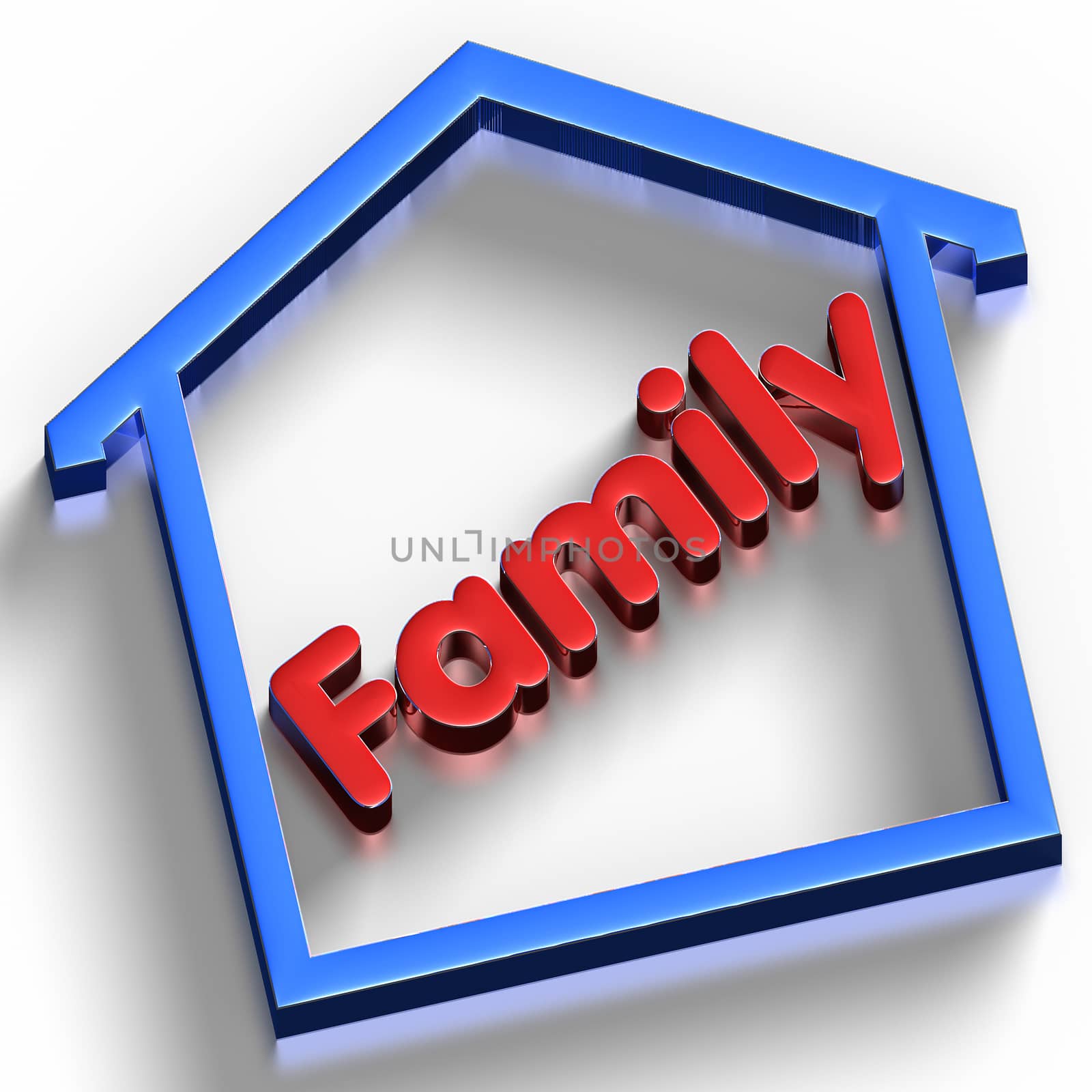 Family Red 3D rendering on white background.(with Clipping Path).