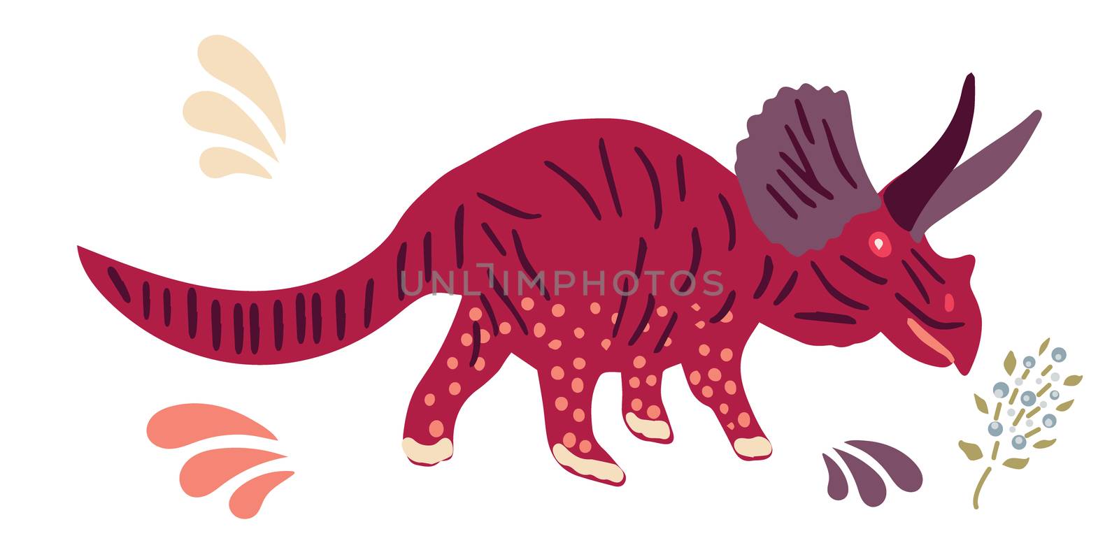 Pachyrhinosaurus dinosaur illustration. Cartoon characters isolated design element. T-shirt, poster, greeting card design. 