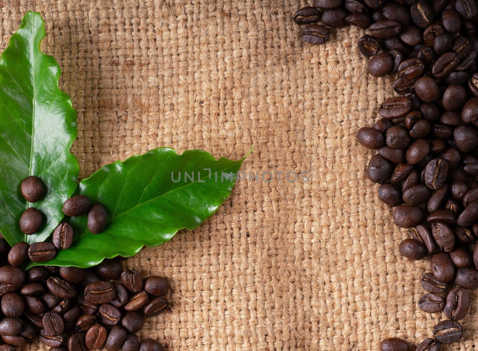 roasted coffee bean on linin sack by anankkml