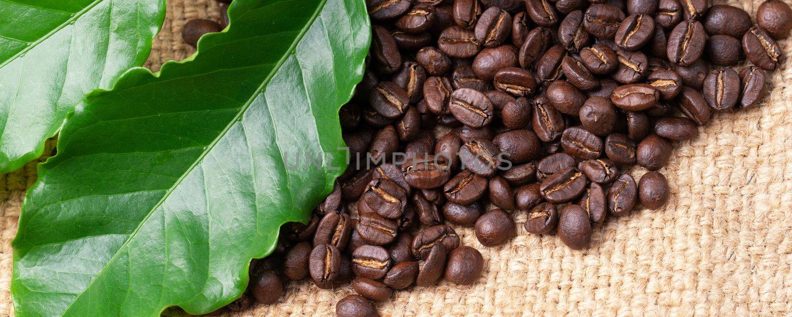 roasted coffee bean on linin sack by anankkml