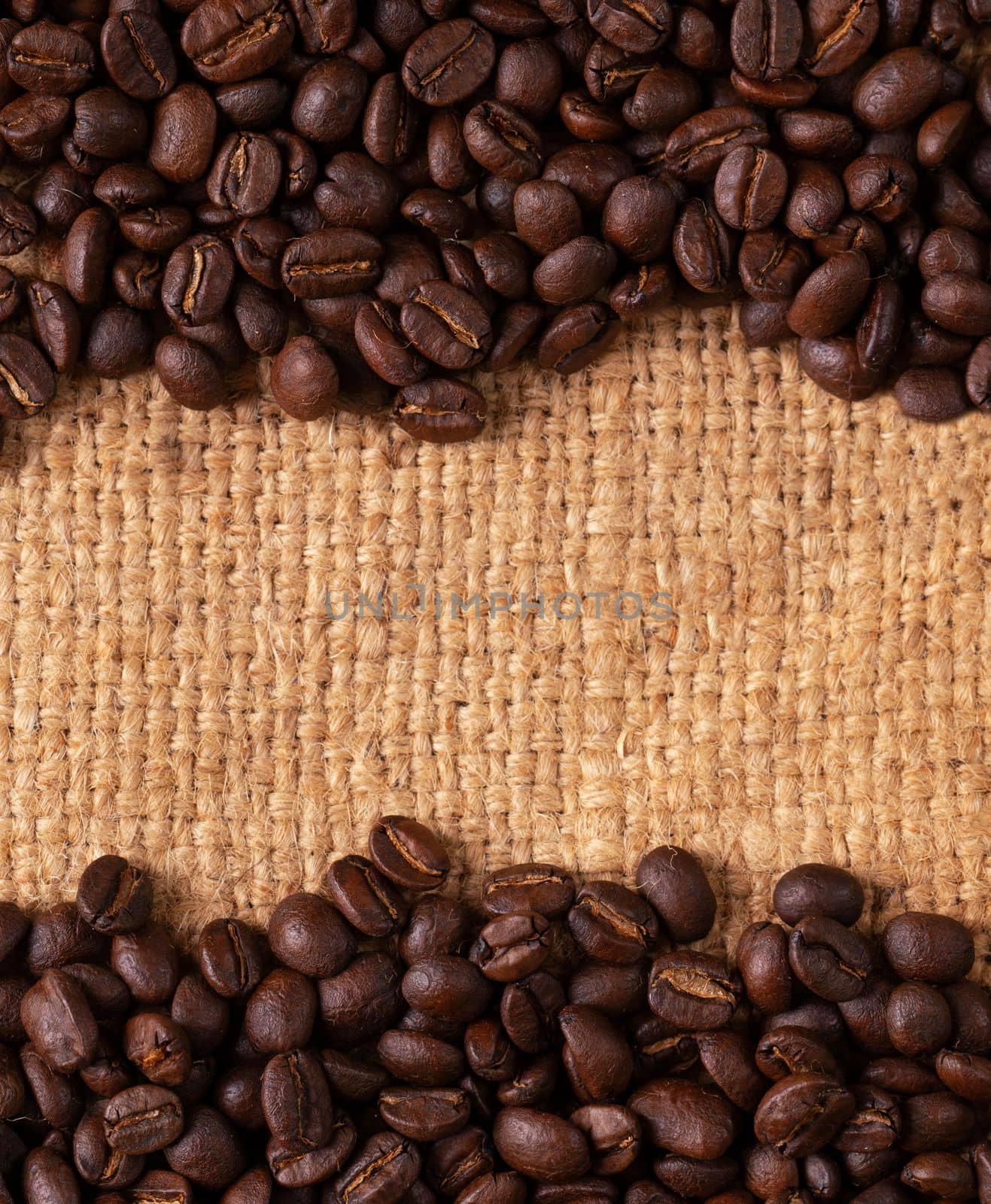 roasted coffee bean on linin sack by anankkml