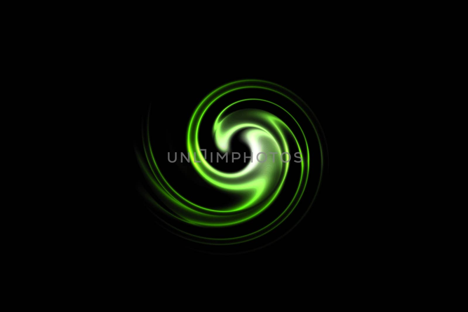 Abstract light green vortex with circle spiral on black background