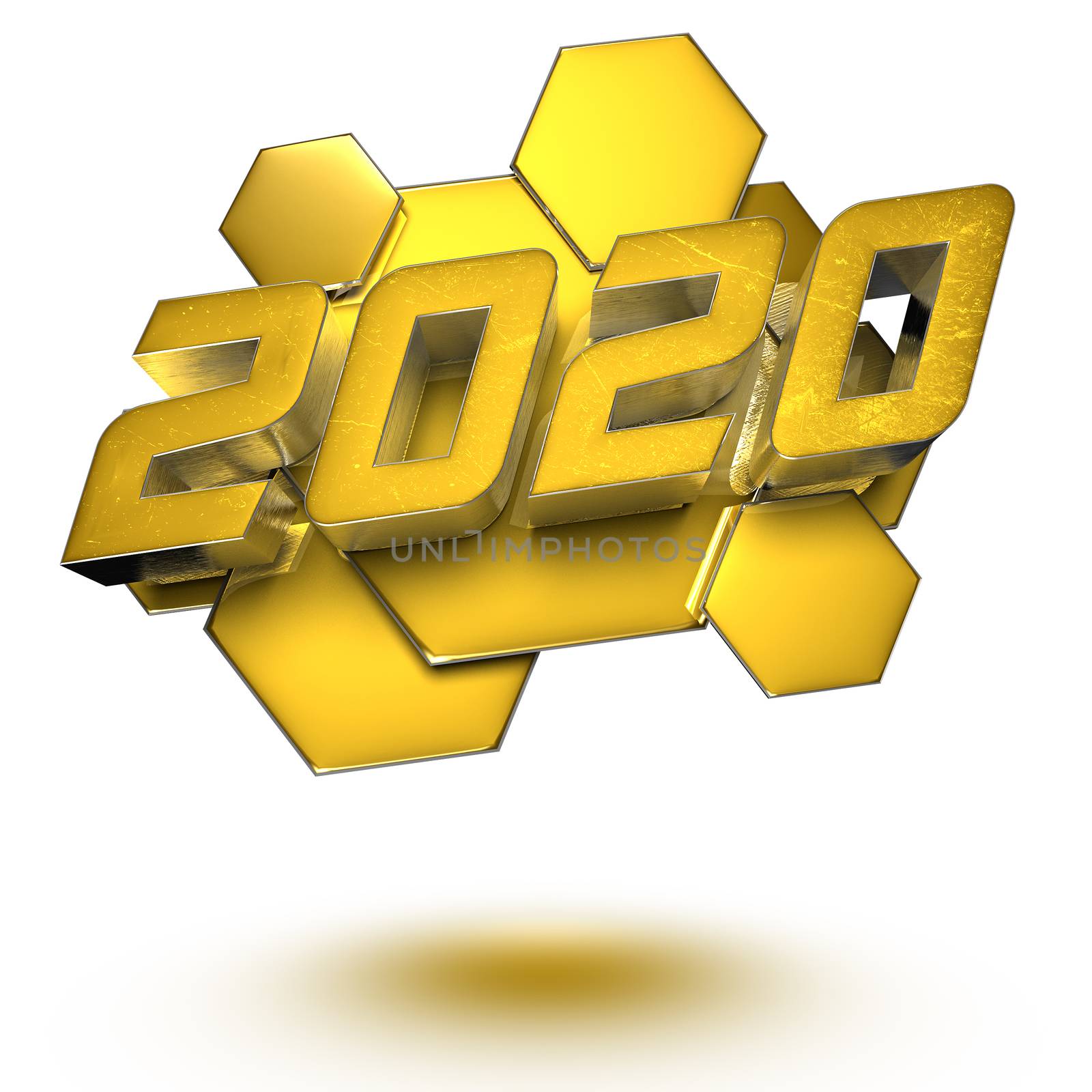 2020 3D rendering on white background.(with Clipping Path).
