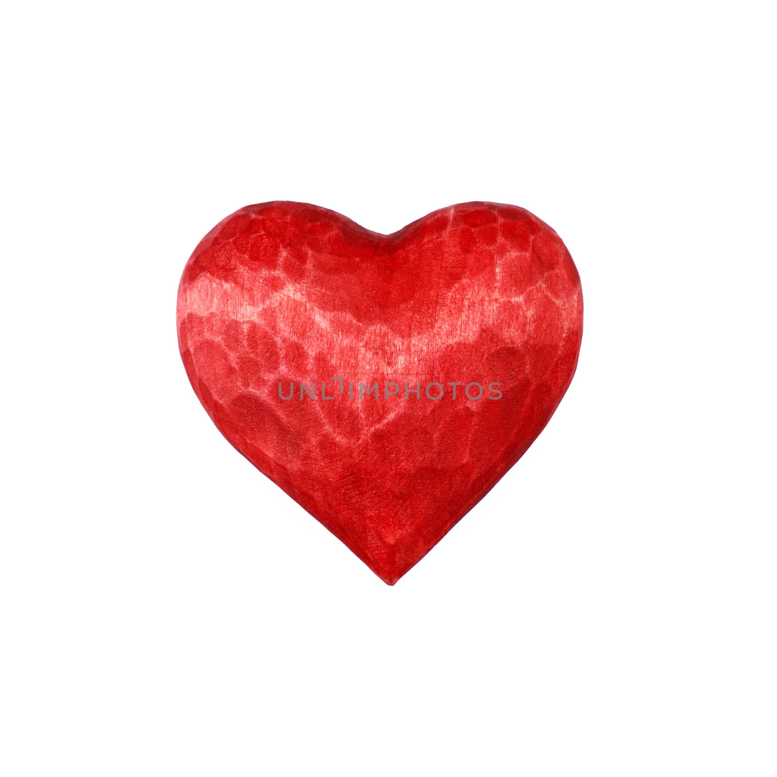 One red wooden carved heart isolated on white by BreakingTheWalls