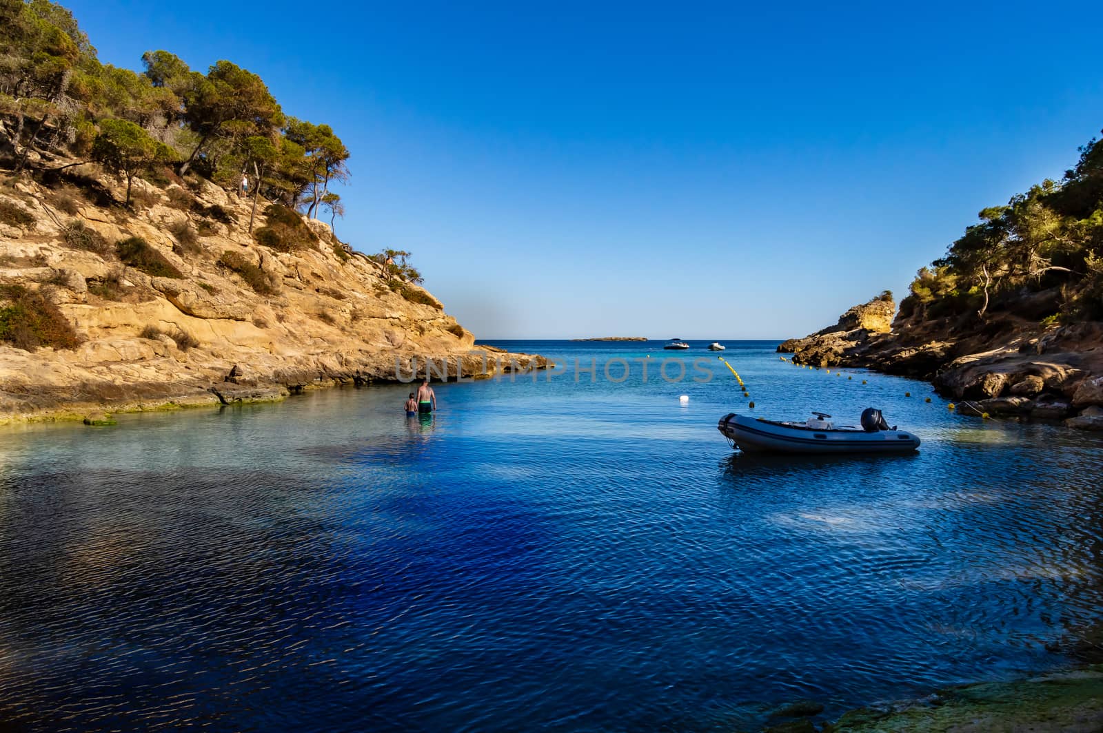 Cala fonoll beach in the south west of the island of Majorca in the Mediterranean Sea in Spain