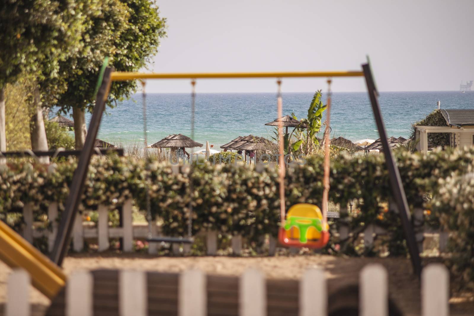 Playground at the sea durning a sunny day in summer