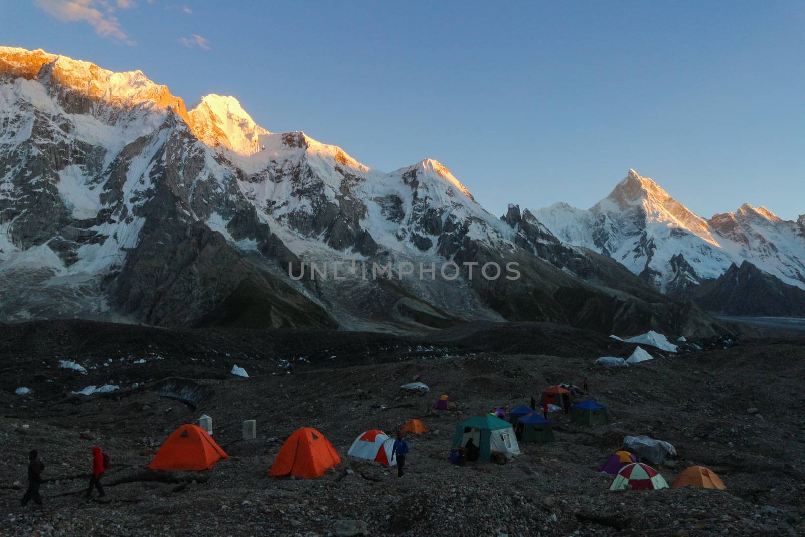 K2 and Broad Peak from Concordia in the Karakorum Mountains Pakistan by Volcanic