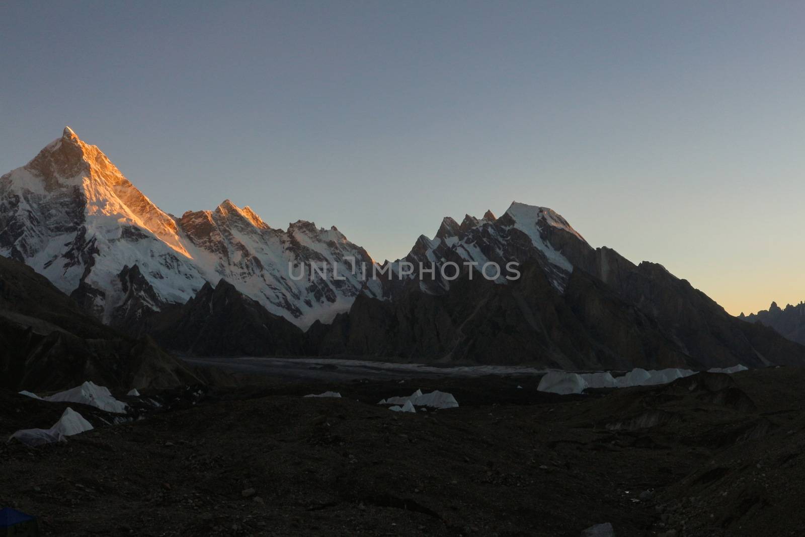 K2 and Broad Peak from Concordia in the Karakorum Mountains Pakistan