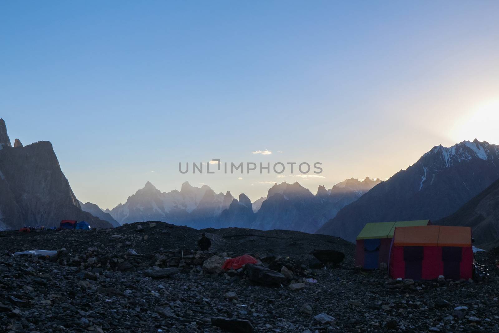 K2 and Broad Peak from Concordia in the Karakorum Mountains Pakistan