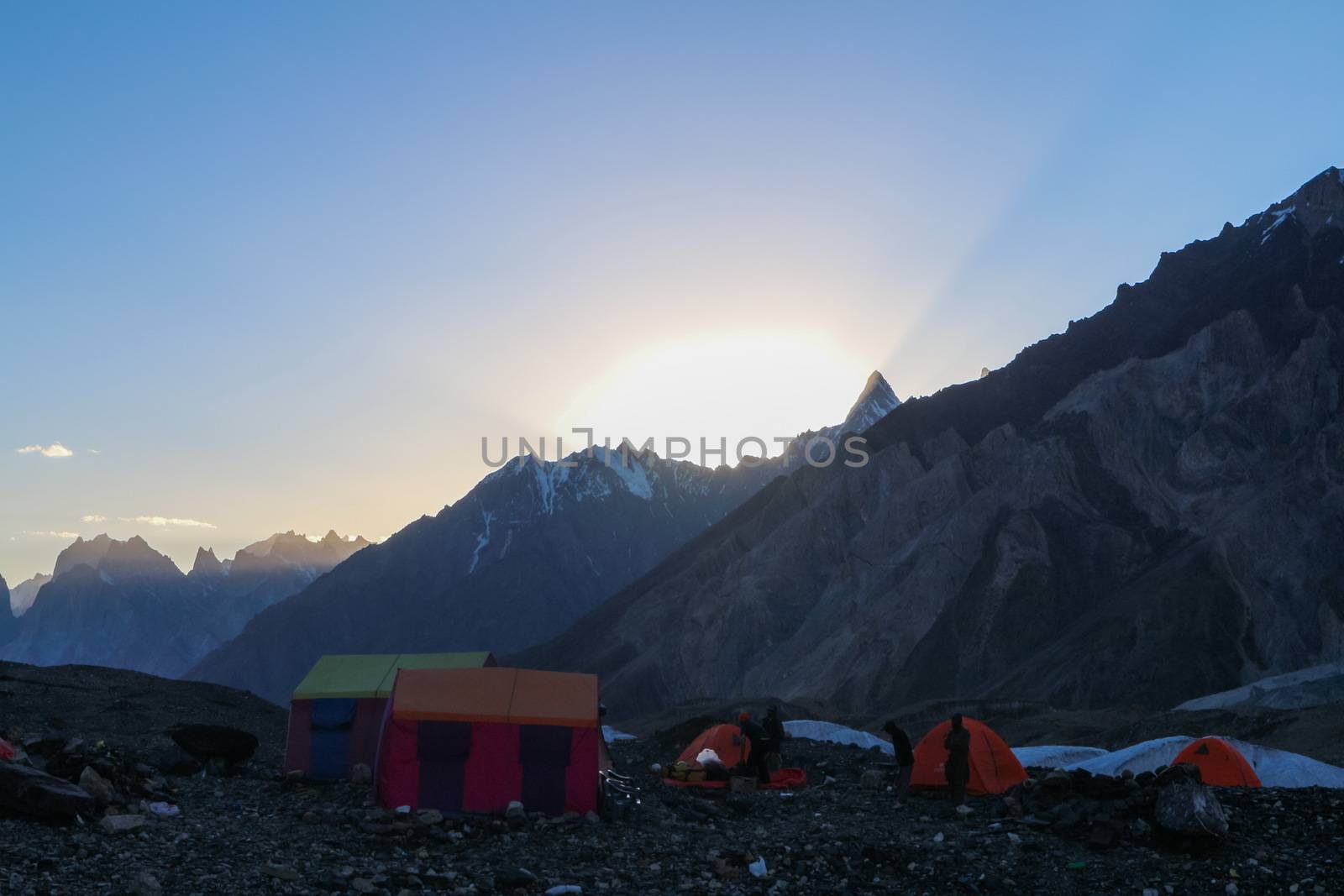 K2 and Broad Peak from Concordia in the Karakorum Mountains Pakistan by Volcanic