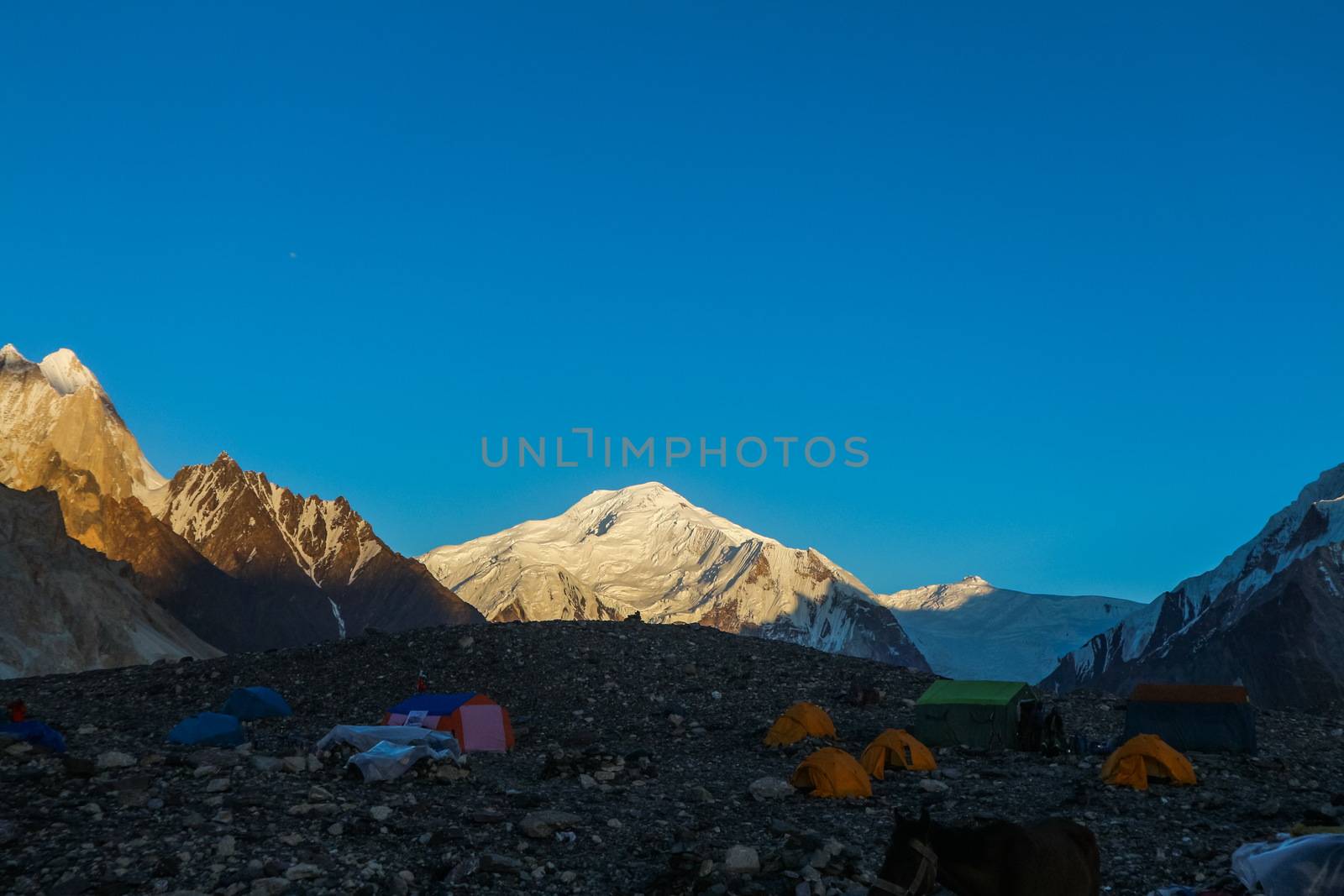 K2 and Broad Peak from Concordia in the Karakorum Mountains Pakistan by Volcanic