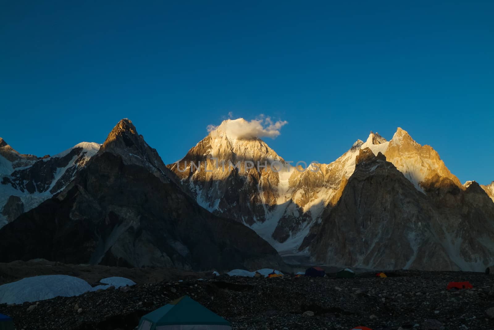 K2 and Broad Peak from Concordia in the Karakorum Mountains Pakistan by Volcanic