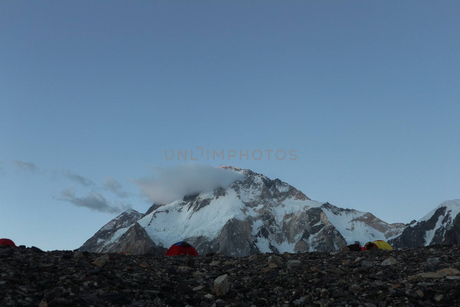 K2 and Broad Peak from Concordia in the Karakorum Mountains Pakistan by Volcanic