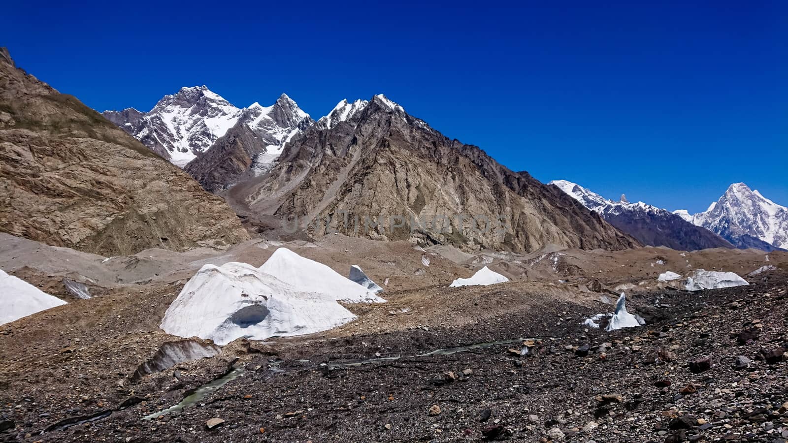 K2 and Broad Peak from Concordia in the Karakorum Mountains Pakistan by Volcanic