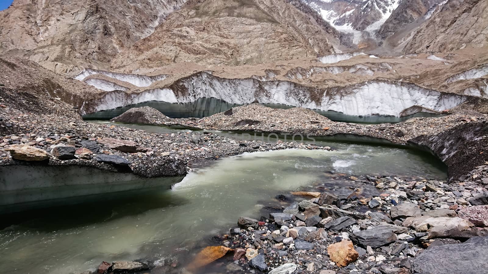 K2 and Broad Peak from Concordia in the Karakorum Mountains Pakistan