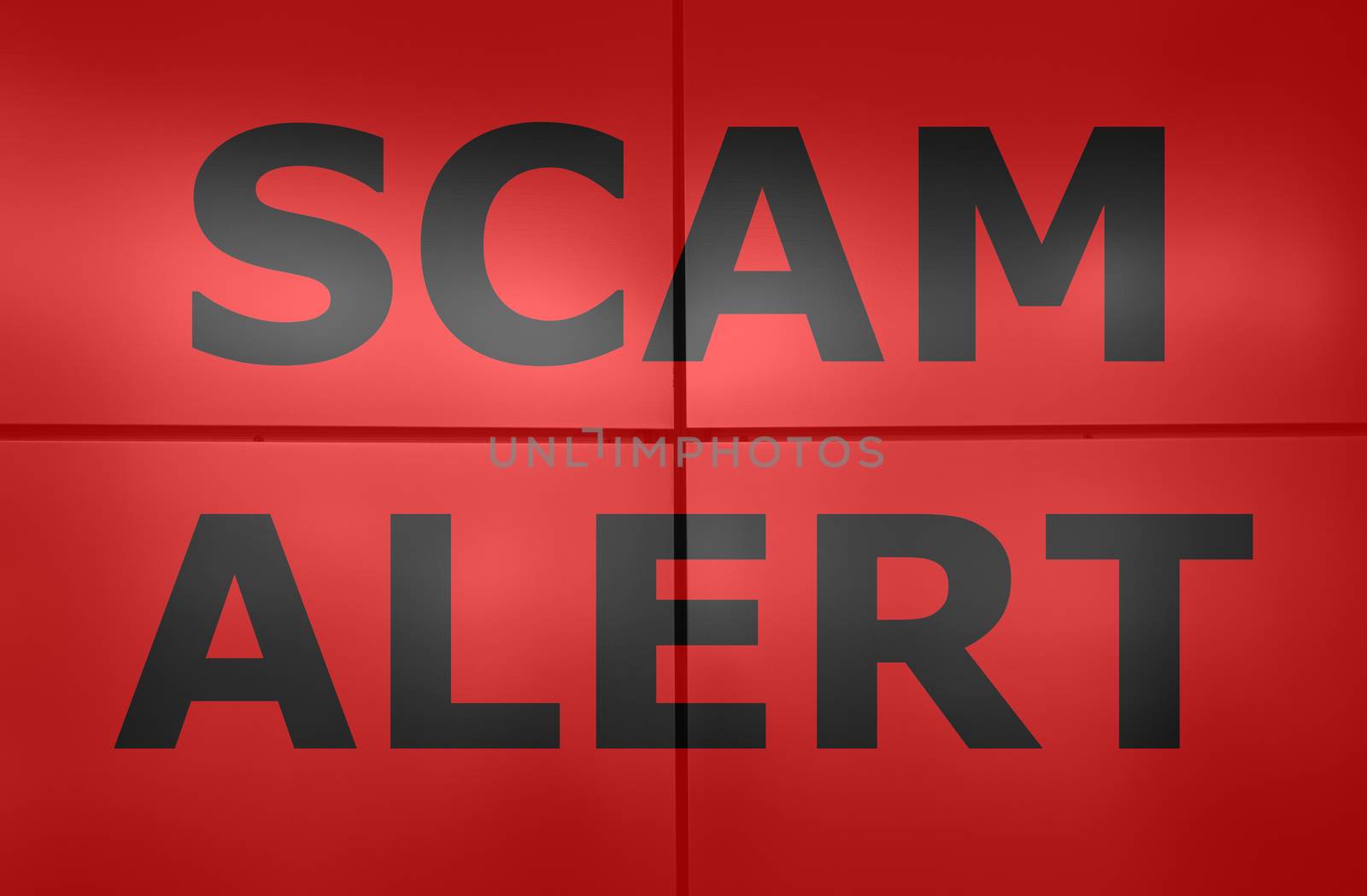 Scam alert text on red background. by szefei
