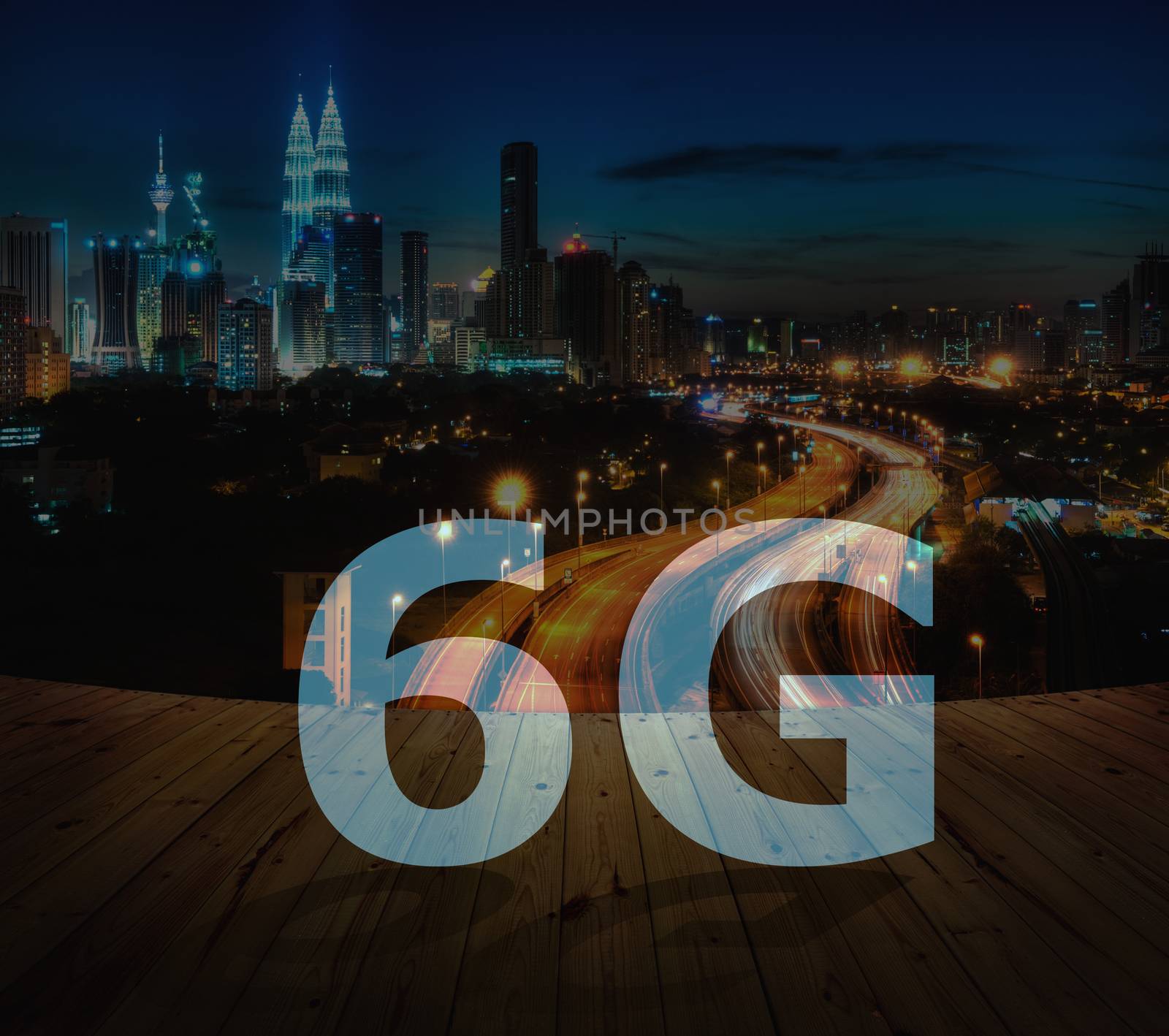 6G text on Kuala Lumpur Malaysia background.