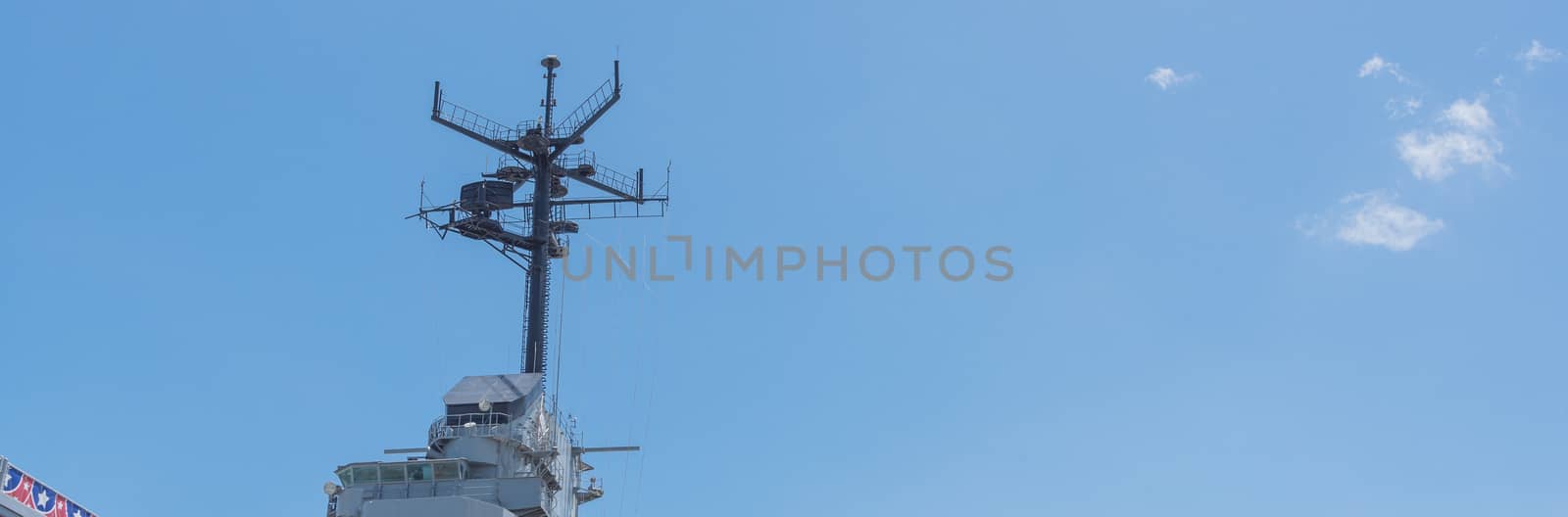 Panorama view close-up view top of typical American aircraft carrier