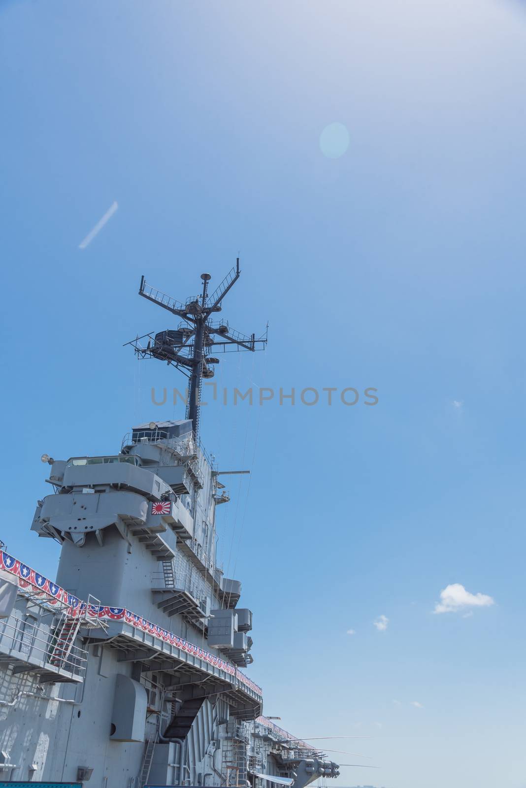 Close-up view top of typical American aircraft carrier