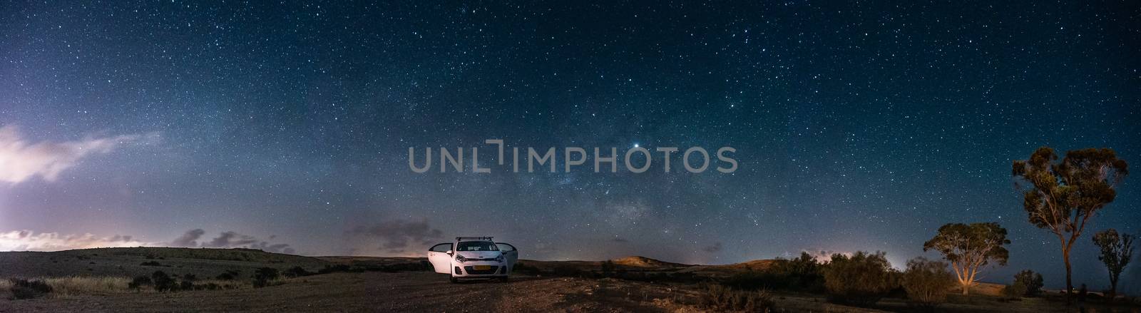 panoramic stars landscape in milky way night