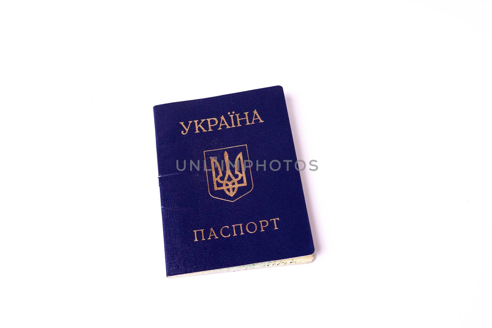 Blue Ukrainian passport isolated on white background. Passport i by alexsdriver