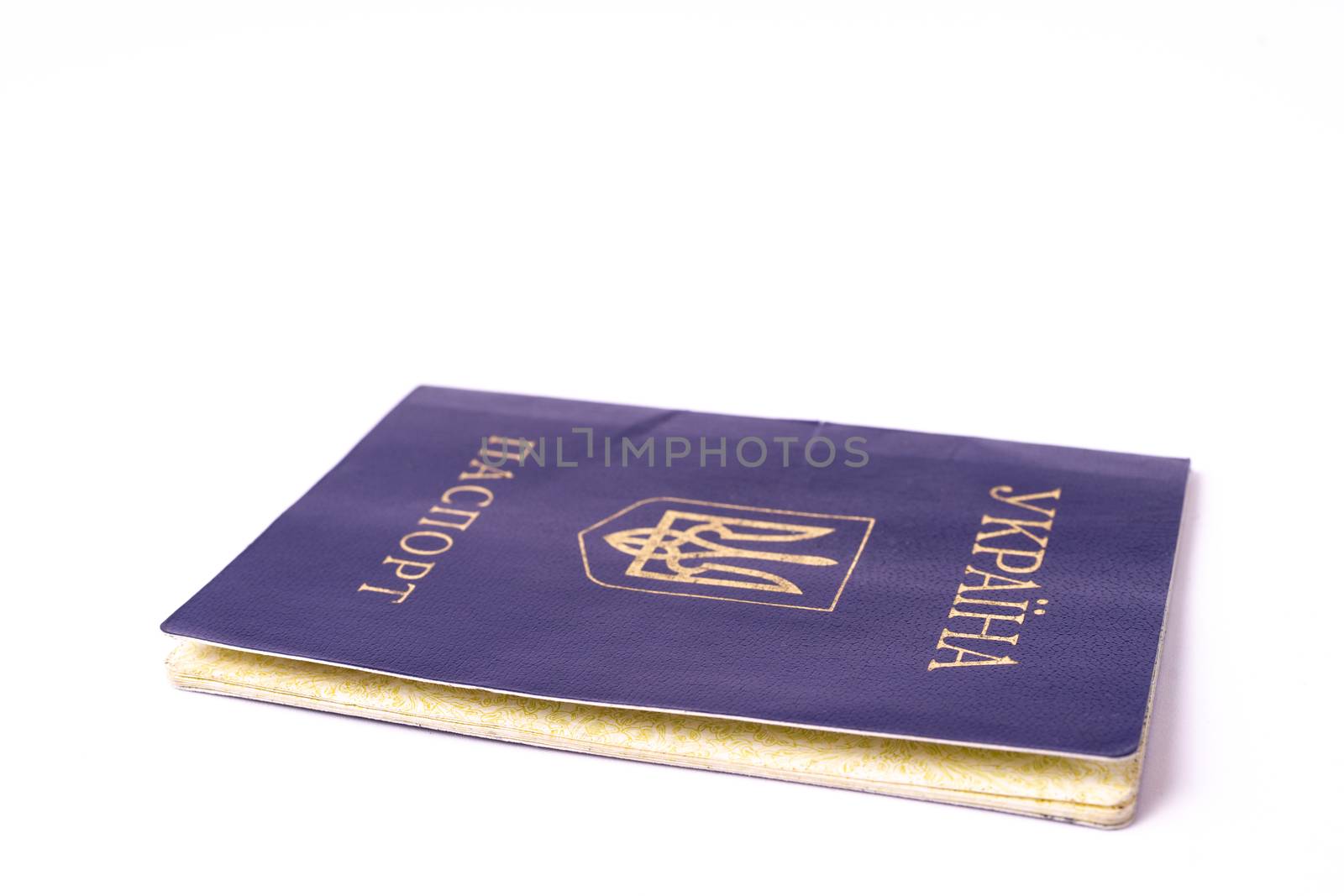 Blue Ukrainian passport isolated on white background. Passport i by alexsdriver