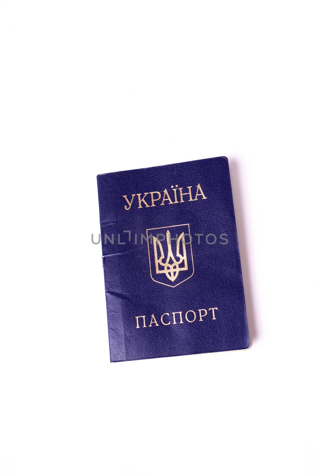 Blue Ukrainian passport isolated on white background. Passport i by alexsdriver