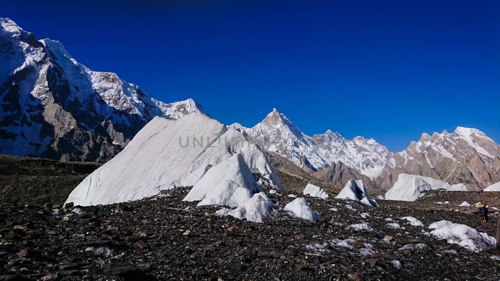 K2 and Broad Peak from Concordia in the Karakorum Mountains Pakistan