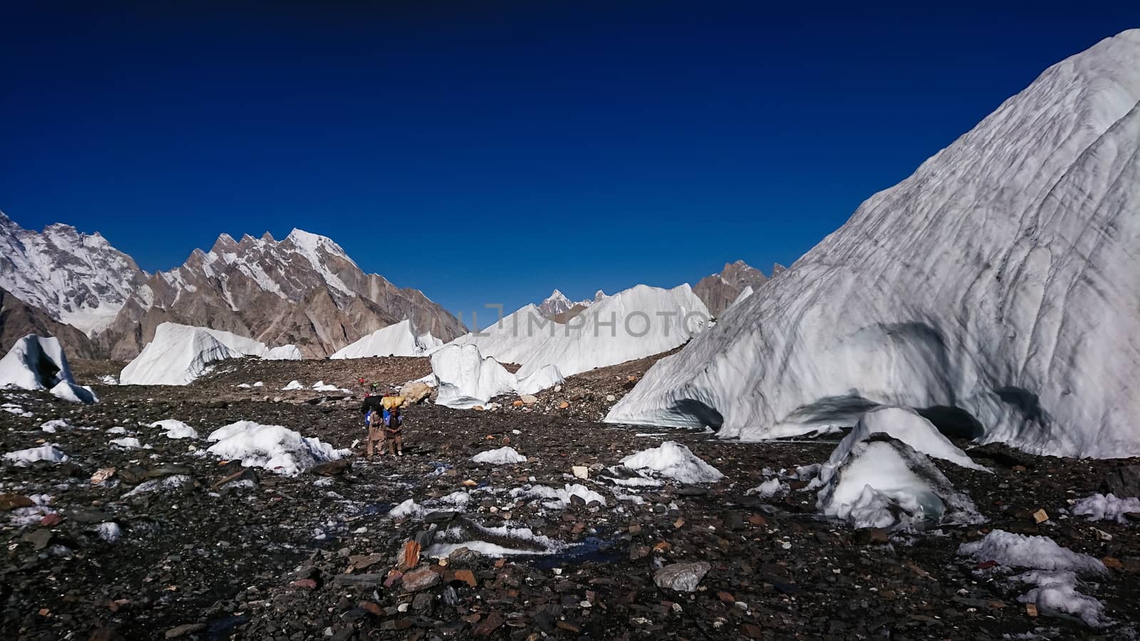 K2 and Broad Peak from Concordia in the Karakorum Mountains Pakistan by Volcanic