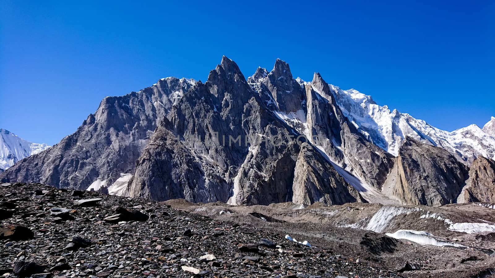 K2 and Broad Peak from Concordia in the Karakorum Mountains Pakistan