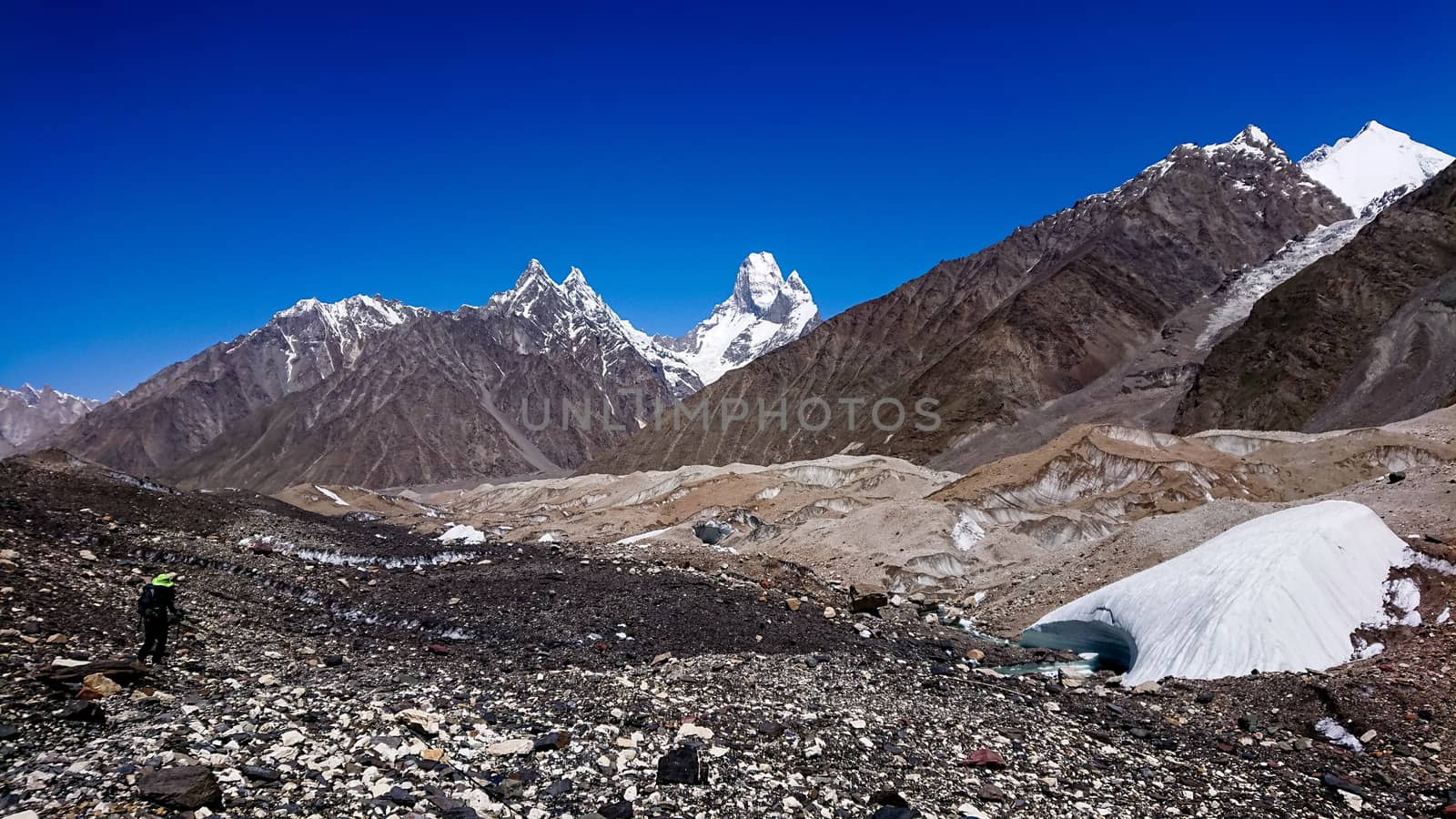 K2 and Broad Peak from Concordia in the Karakorum Mountains Pakistan