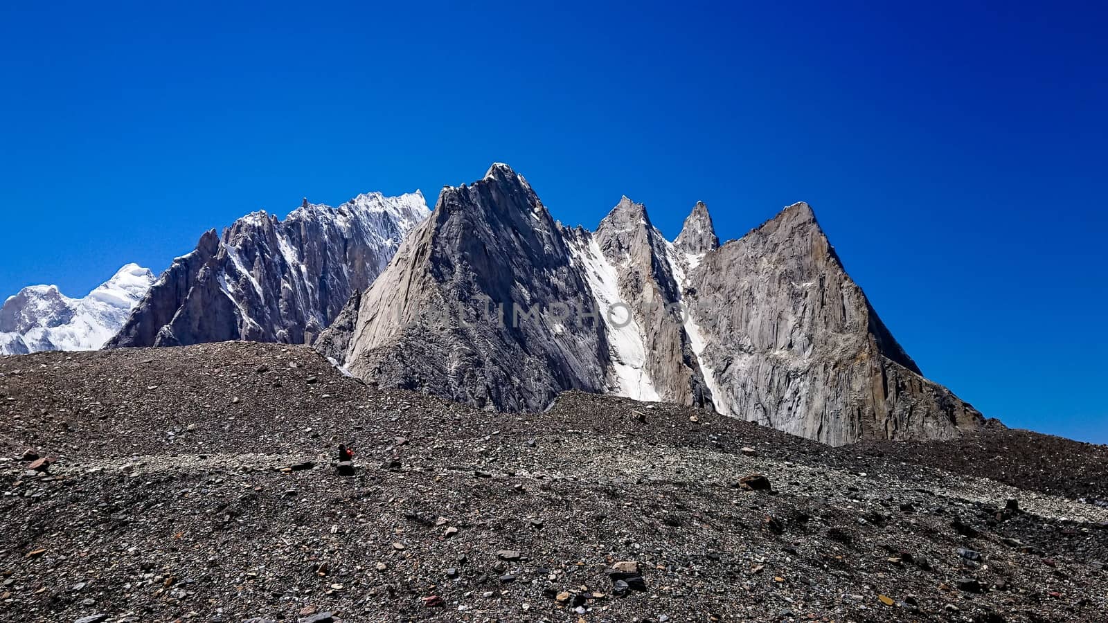 K2 and Broad Peak from Concordia in the Karakorum Mountains Pakistan by Volcanic