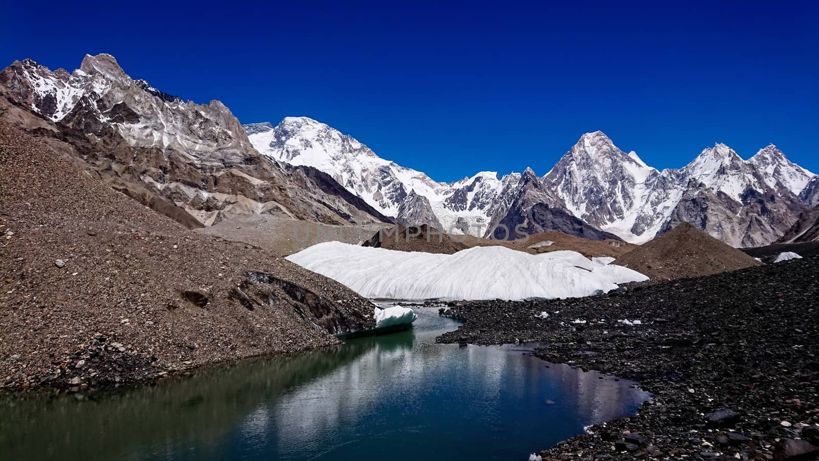 Gasherbrum mountain massif and Mitre peak, K2 trek, Gilgit Baltistan, Pakistan