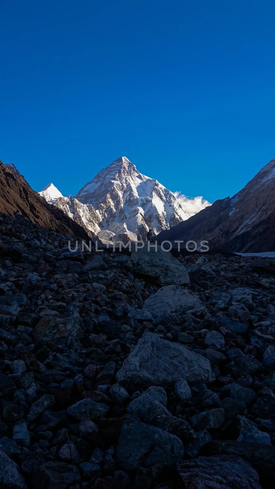 K2 and Broad Peak from Concordia in the Karakorum Mountains Pakistan by Volcanic