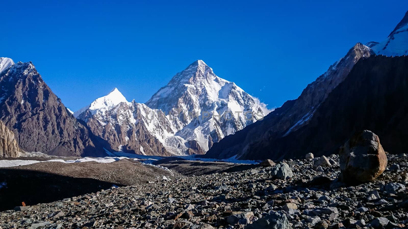 K2 and Broad Peak from Concordia in the Karakorum Mountains Pakistan by Volcanic