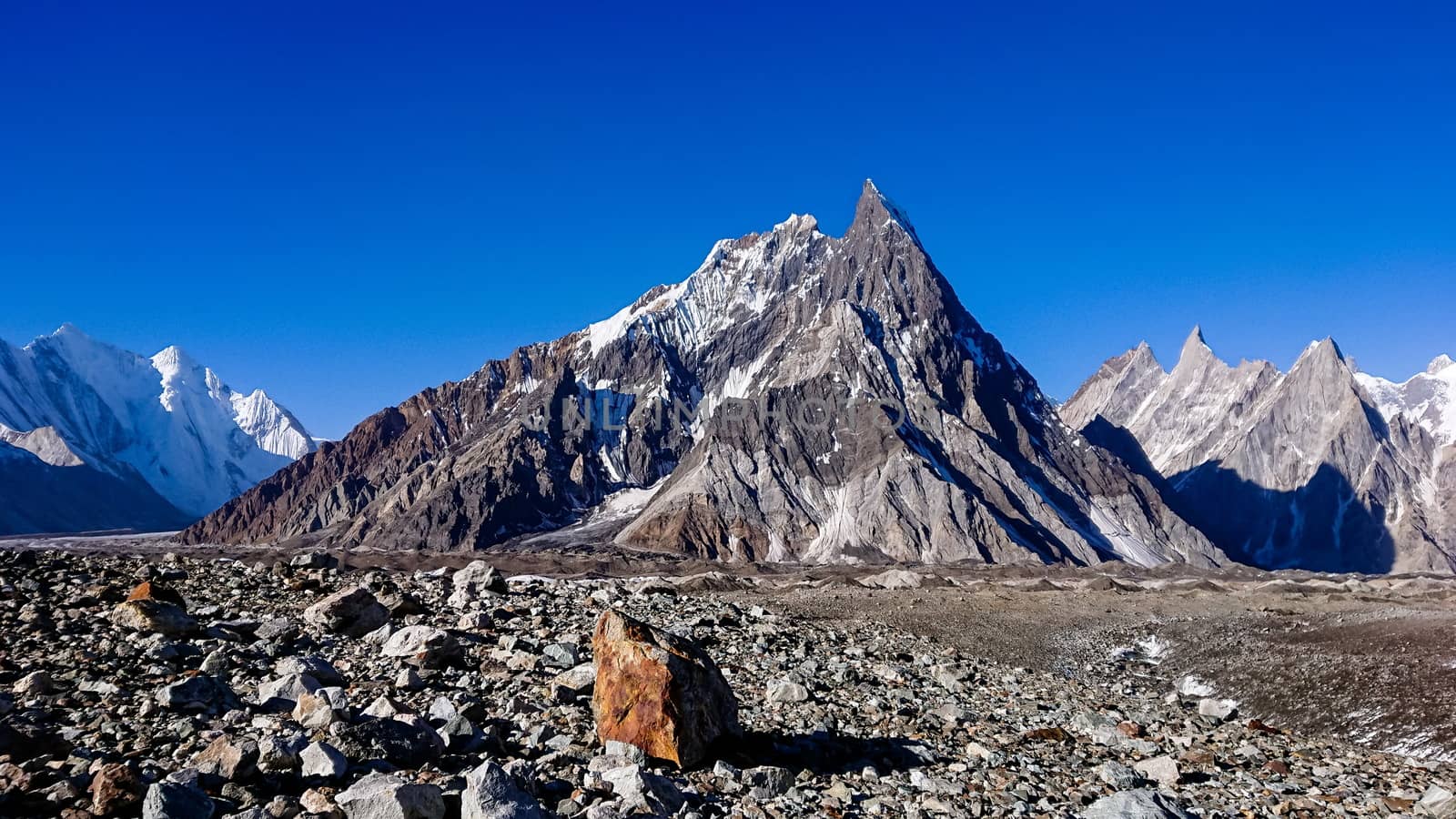 Gasherbrum mountain massif and Mitre peak, K2 trek, Gilgit Baltistan, Pakistan