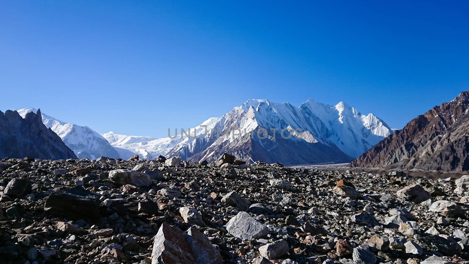 K2 and Broad Peak from Concordia in the Karakorum Mountains Pakistan by Volcanic