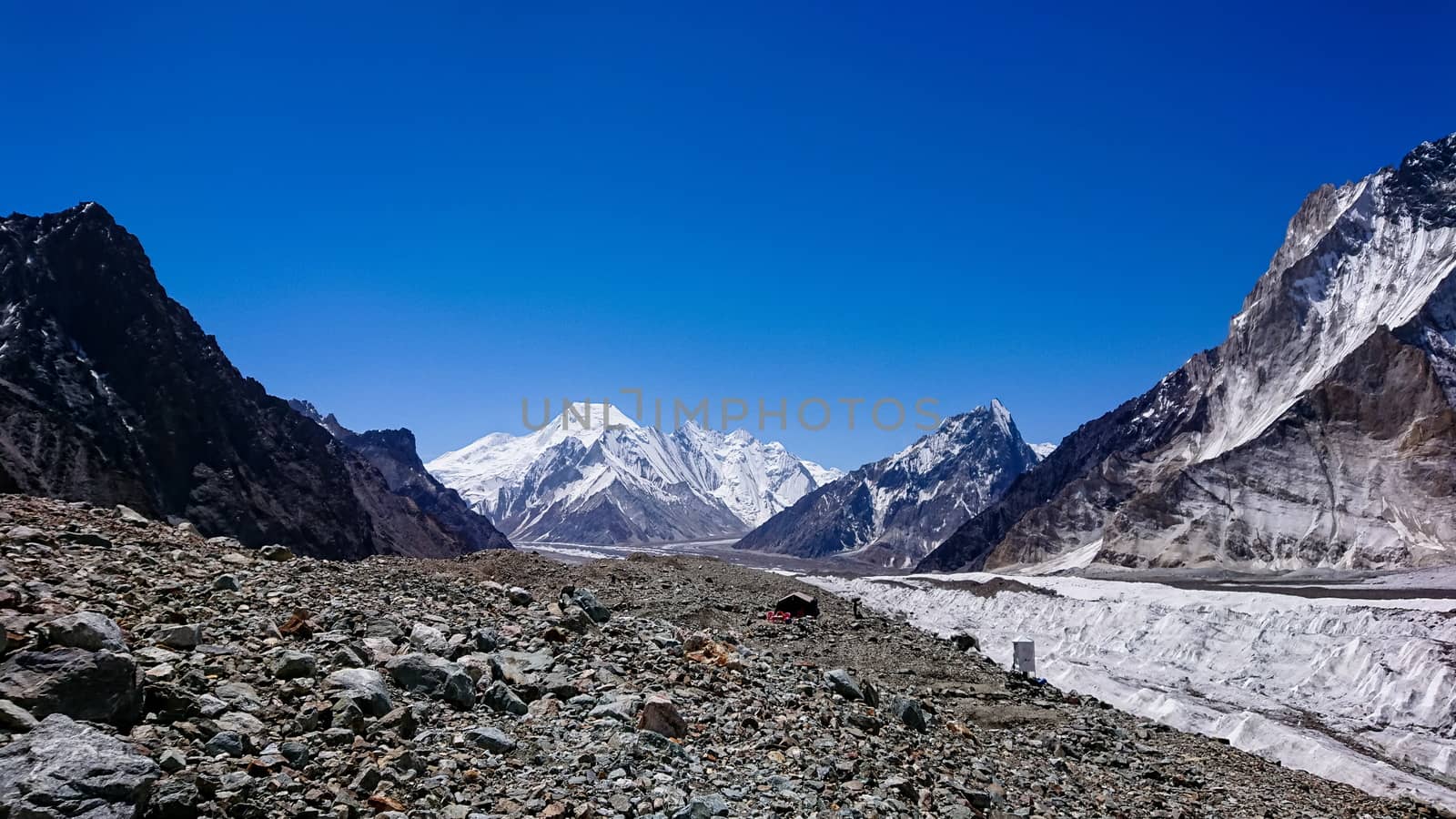 K2 and Broad Peak from Concordia in the Karakorum Mountains Pakistan