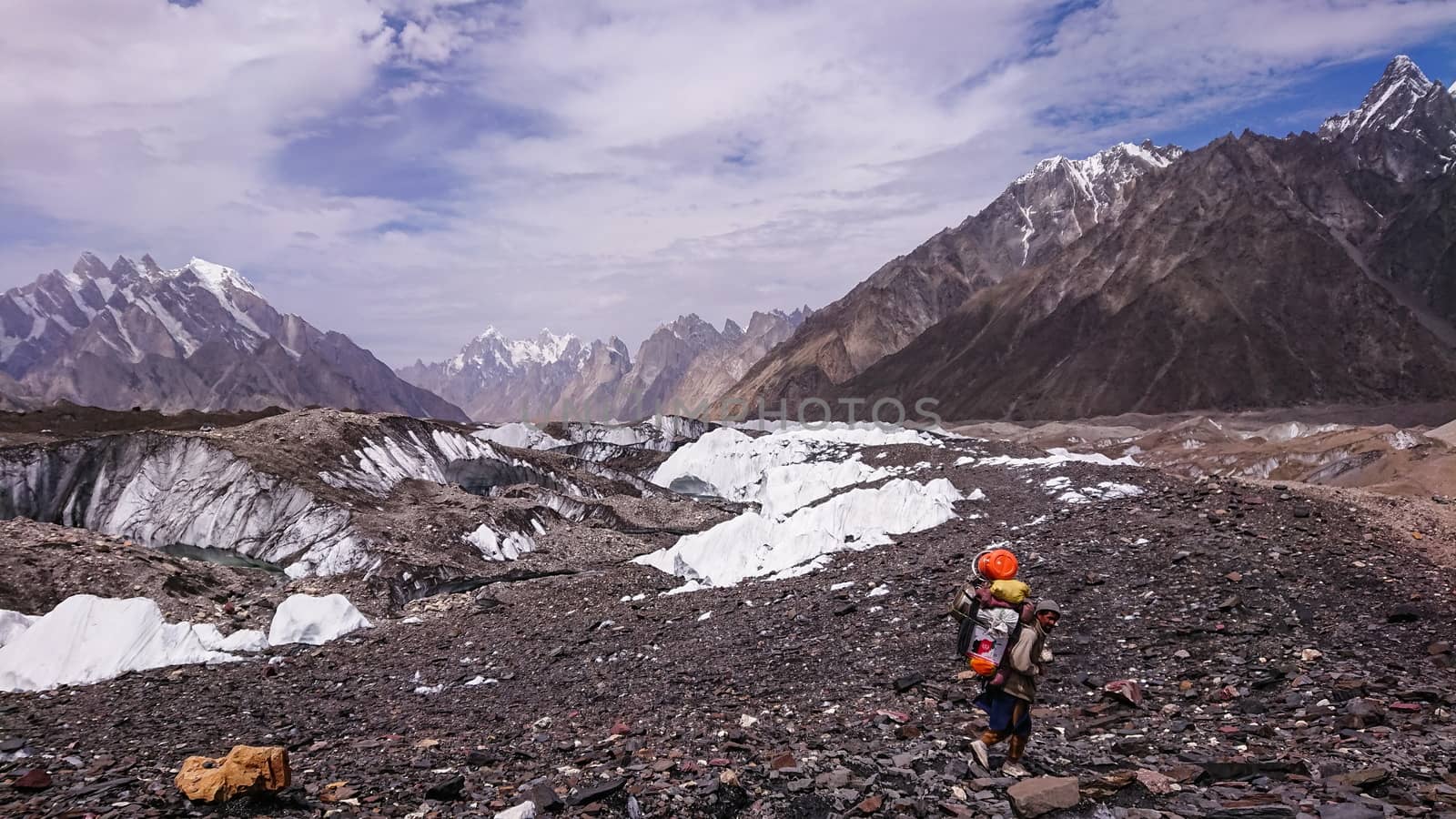 K2 and Broad Peak from Concordia in the Karakorum Mountains Pakistan