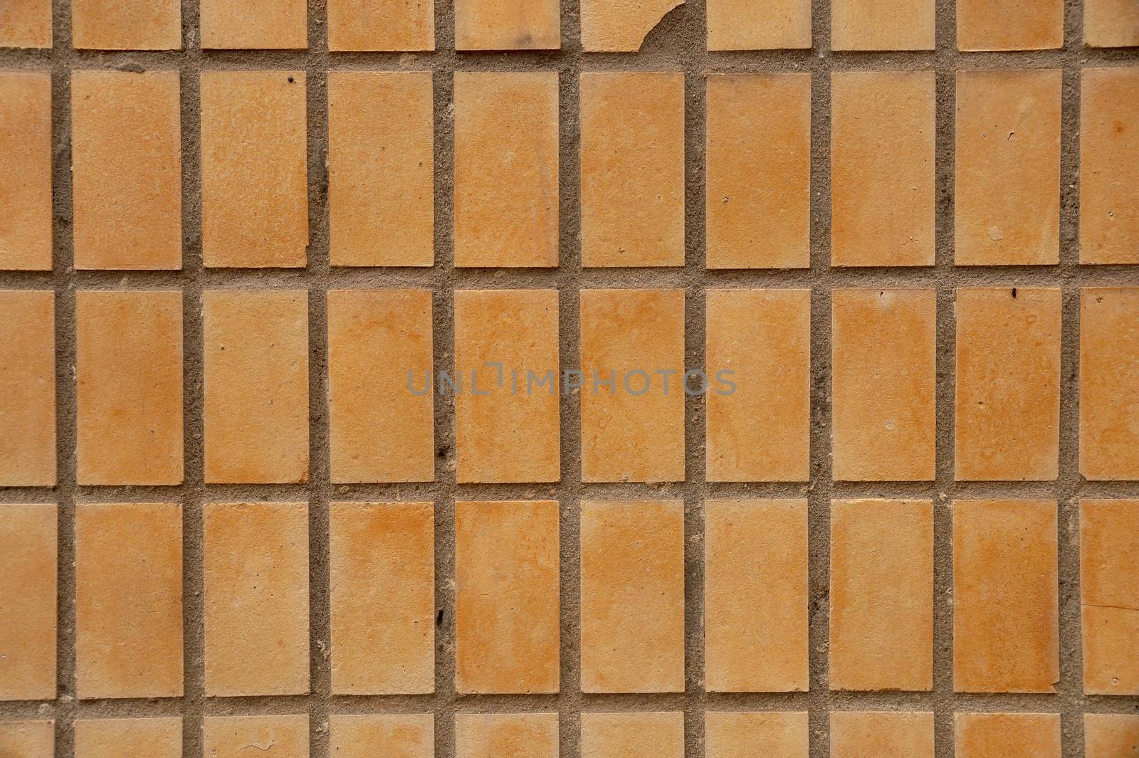Beige facing tile on a house wall
