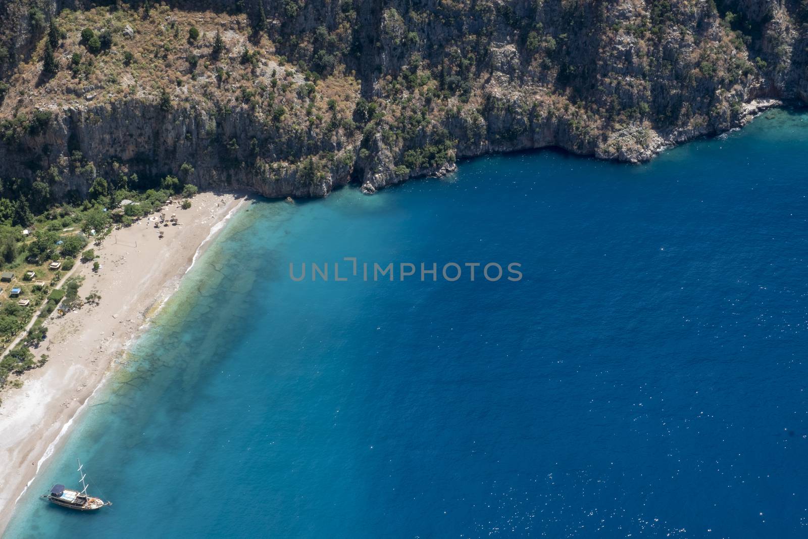 Kelebekler vadisi. Forest and beautiful sea in Mediterranean. butterfly Valley