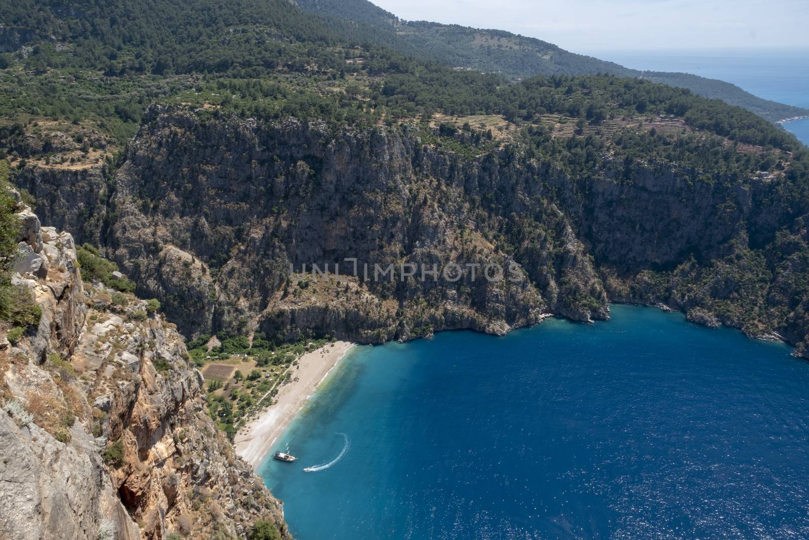 Kelebekler vadisi. Forest and beautiful sea in Mediterranean. butterfly Valley