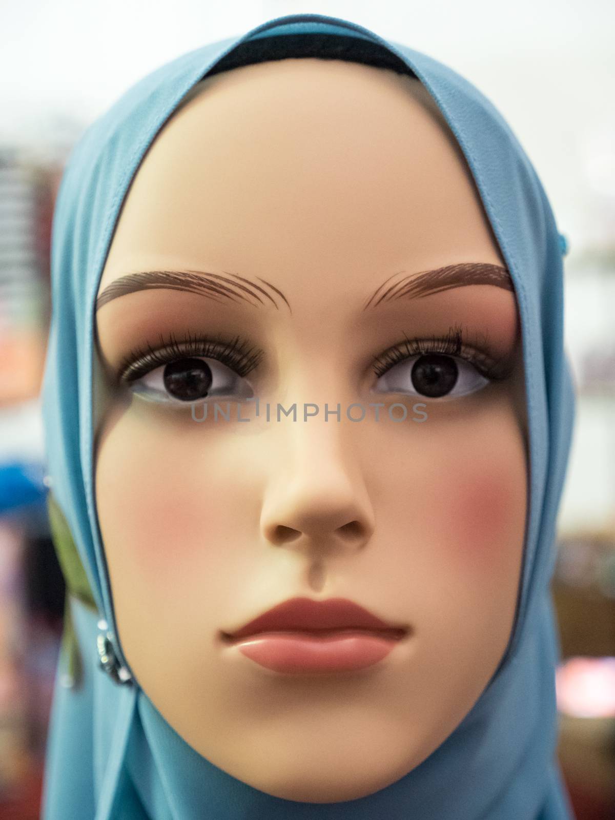 Female head mannequin with head scarf
