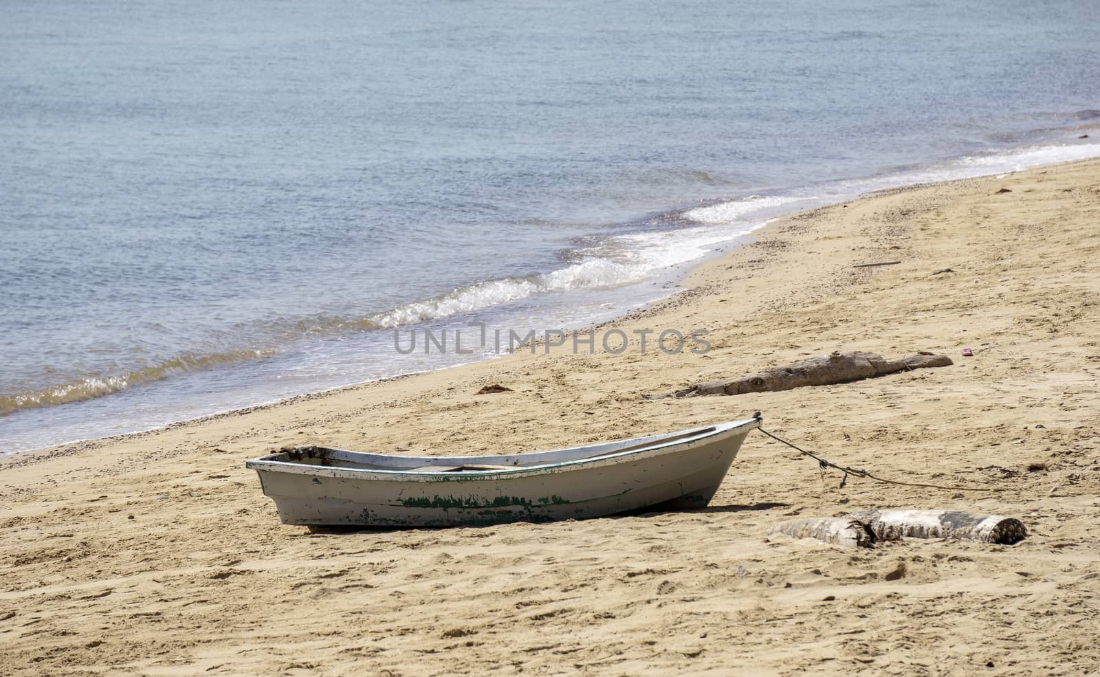 Small boat on the beach. Small boats on the beach Because the sea water decreases Sandy beach at Sairee Beach, Chumphon Province