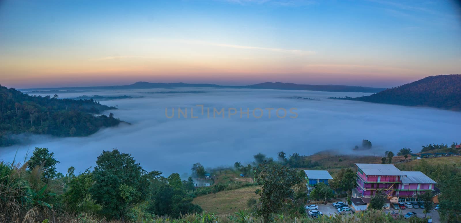 Mist. Cool atmosphere in the morning in the valley