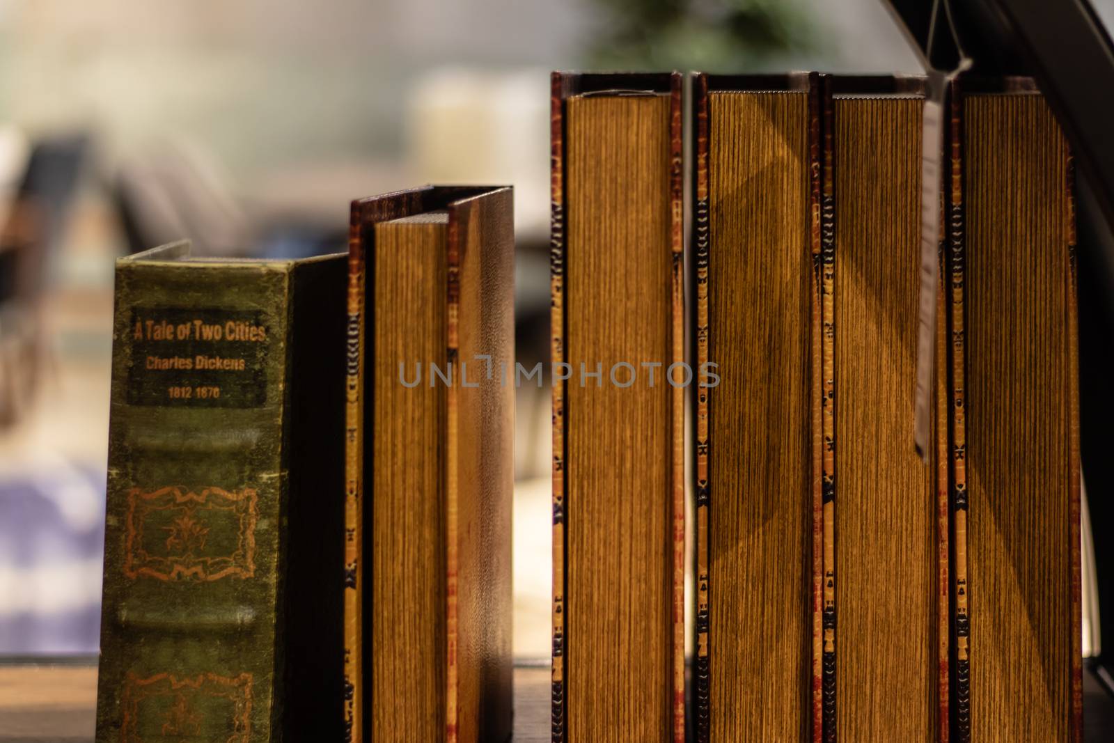 vintage looking old books on shelf - a tale of two cities from charles dickens. photo has taken from izmir/turkey.