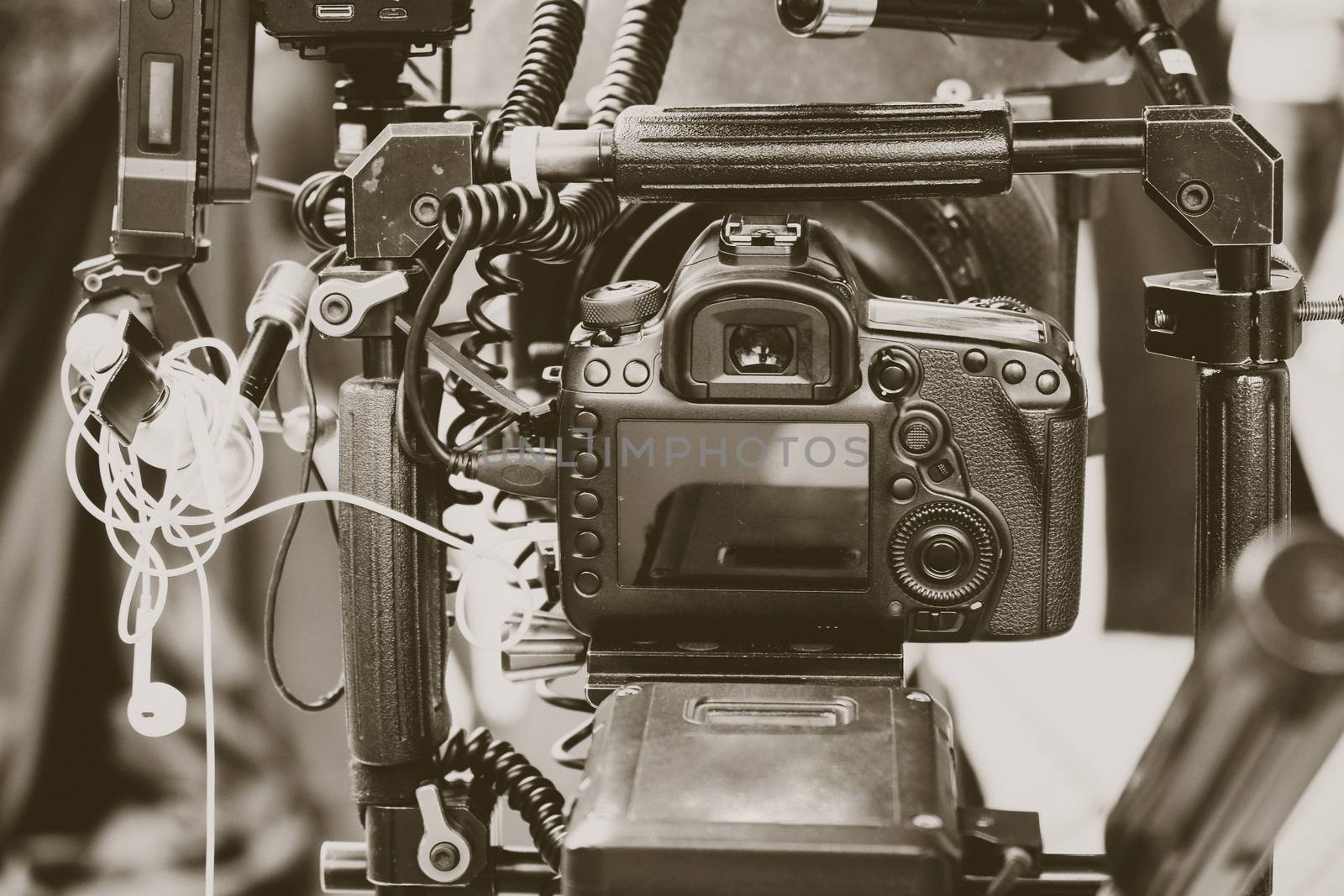 Professional camera equipment,Film production crew