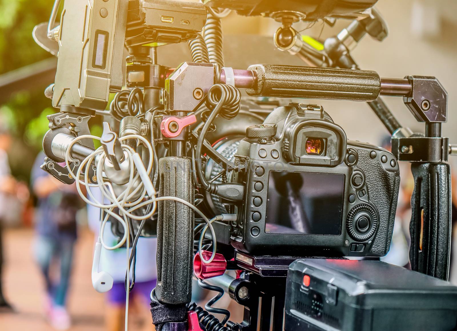 Professional camera equipment,Film production crew